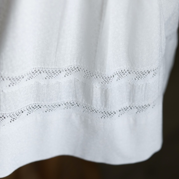 Strasburg Dress White Cotton Ivory Micro Floral Lace Vacation Beach Portrait - Picture 5 of 9